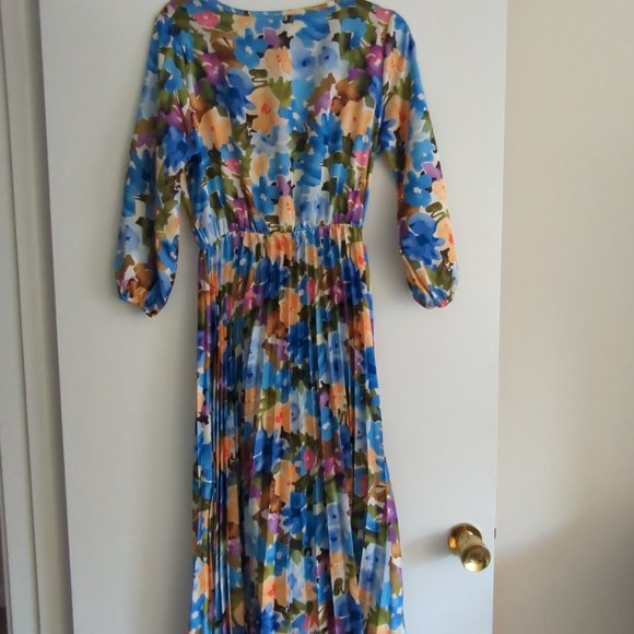 Blue Floral Midi Dress - Picture 5 of 6